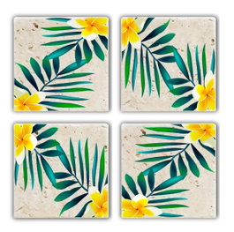 Hermia TBA5718824 Felpudo de Piedra Natural 10x10x1 cm (4 Piezas) 100% Natural Hecho a Mano